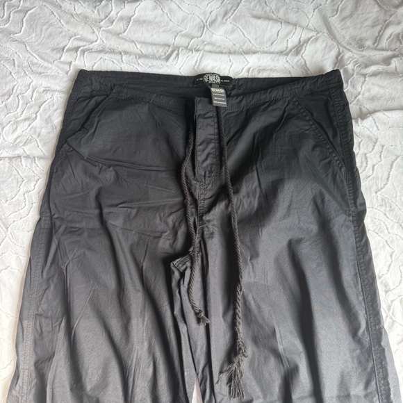 Rewash Black Cargo Pants with Jogger Cuff Tie Low Waisted - Picture 2 of 11